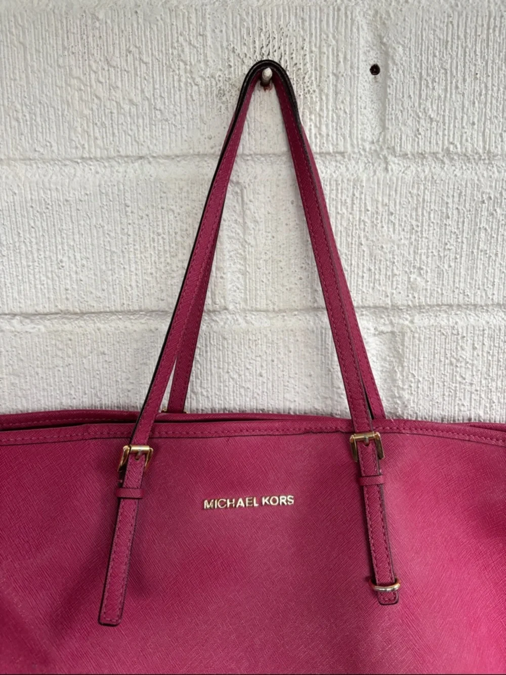 MICHAEL Michael Kors Leather Berry Saffiano Large Tote